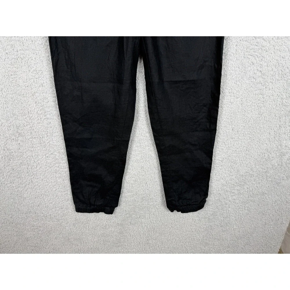 ATHLETA Linen Cabo Tapered Leg Pull On Pants in Black‎ Zip Pockets Size 4/P